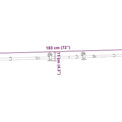 vidaXL Materiales De Construcción-Kit de herrajes para puerta corredera 183 cm acero plateado