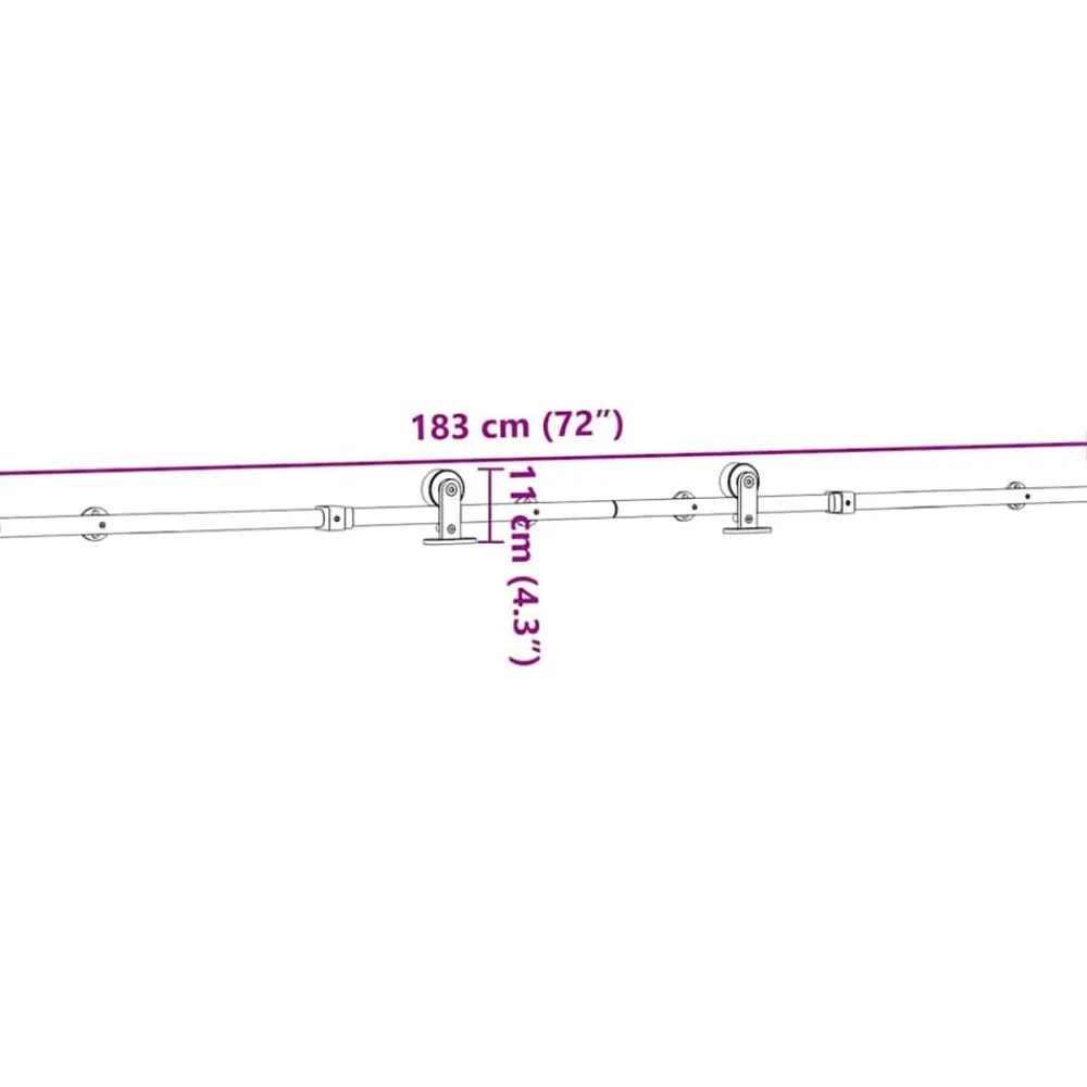 vidaXL Materiales De Construcción-Kit de herrajes para puerta corredera 183 cm acero plateado