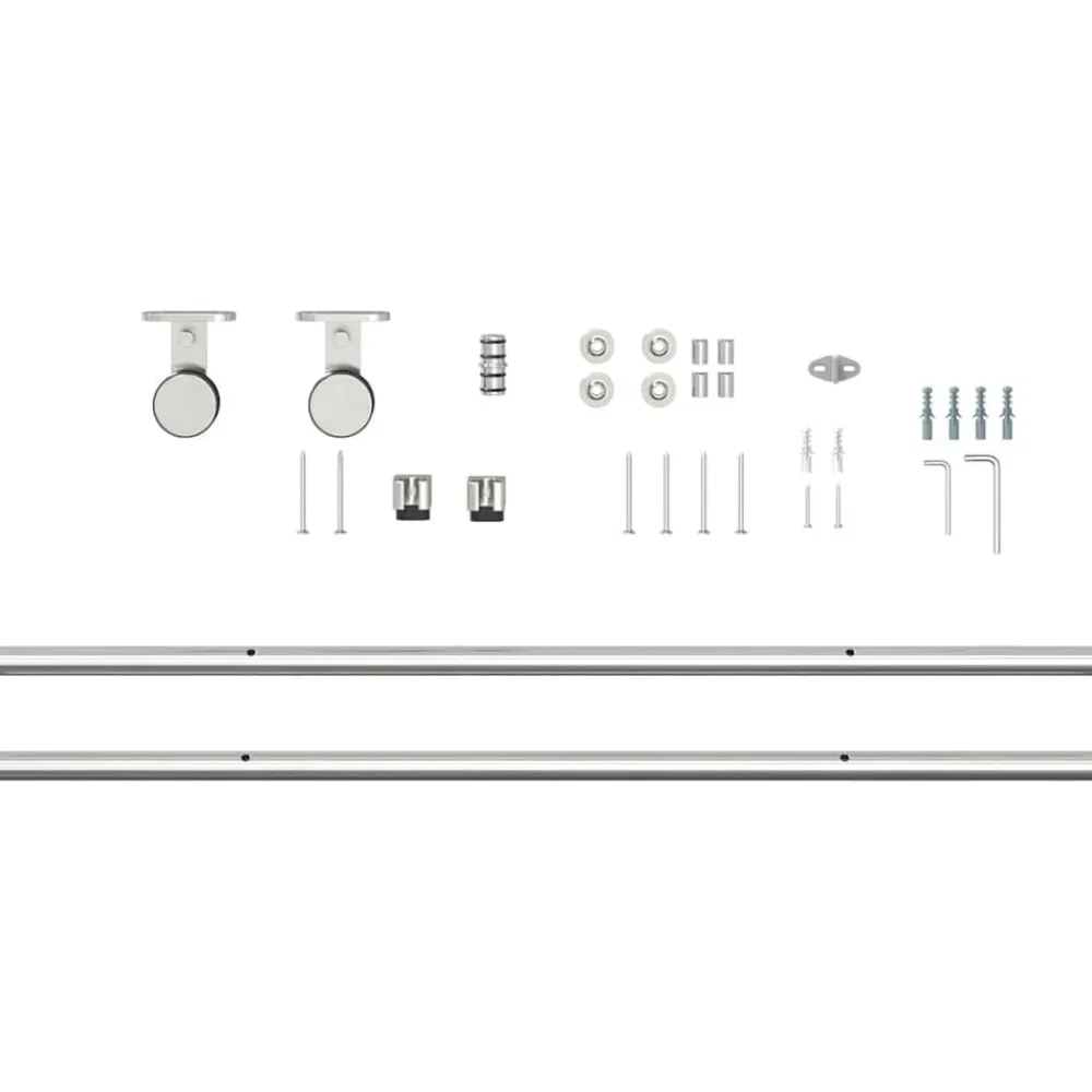 vidaXL Materiales De Construcción-Kit de herrajes para puerta corredera 183 cm acero plateado