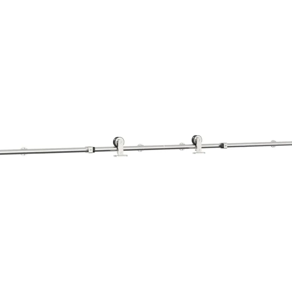 vidaXL Materiales De Construcción-Kit de herrajes para puerta corredera 183 cm acero plateado