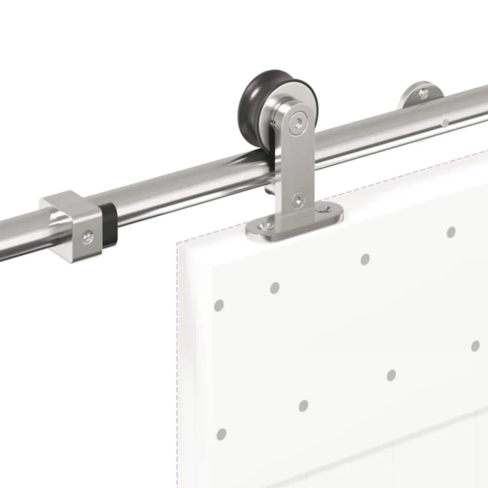 vidaXL Materiales De Construcción-Kit de herrajes para puerta corredera 183 cm acero plateado
