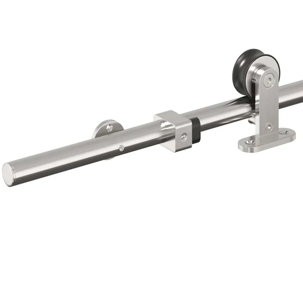 vidaXL Materiales De Construcción-Kit de herrajes para puerta corredera 183 cm acero plateado