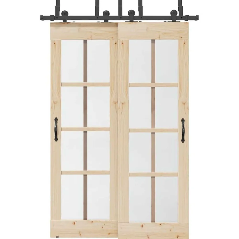 vidaXL Materiales De Construcción-Kit de herrajes para puertas correderas acero negro 152,5 cm