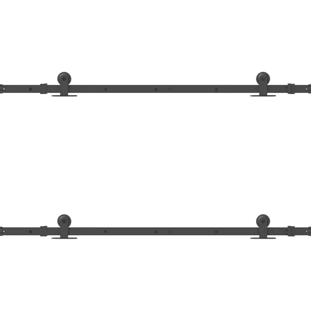 vidaXL Materiales De Construcción-Kit de herrajes para puertas correderas acero negro 152,5 cm