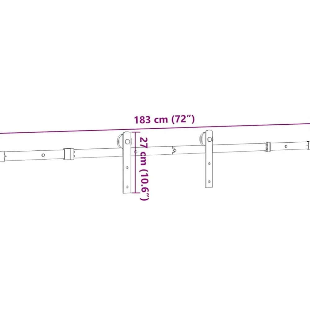 vidaXL Materiales De Construcción-Kit de herrajes para puertas correderas acero negro 183 cm