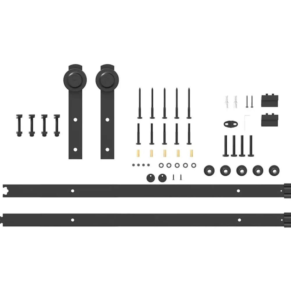 vidaXL Materiales De Construcción-Kit de herrajes para puertas correderas acero negro 183 cm