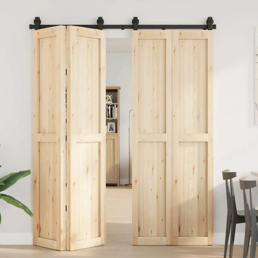 vidaXL Materiales De Construcción-Kit de herrajes para puertas correderas acero negro 183 cm
