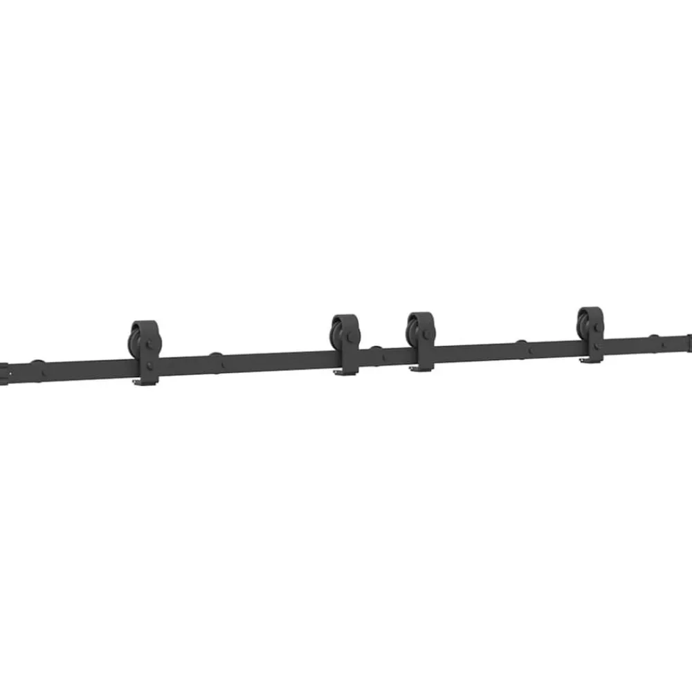 vidaXL Materiales De Construcción-Kit de herrajes para puertas correderas acero negro 183 cm