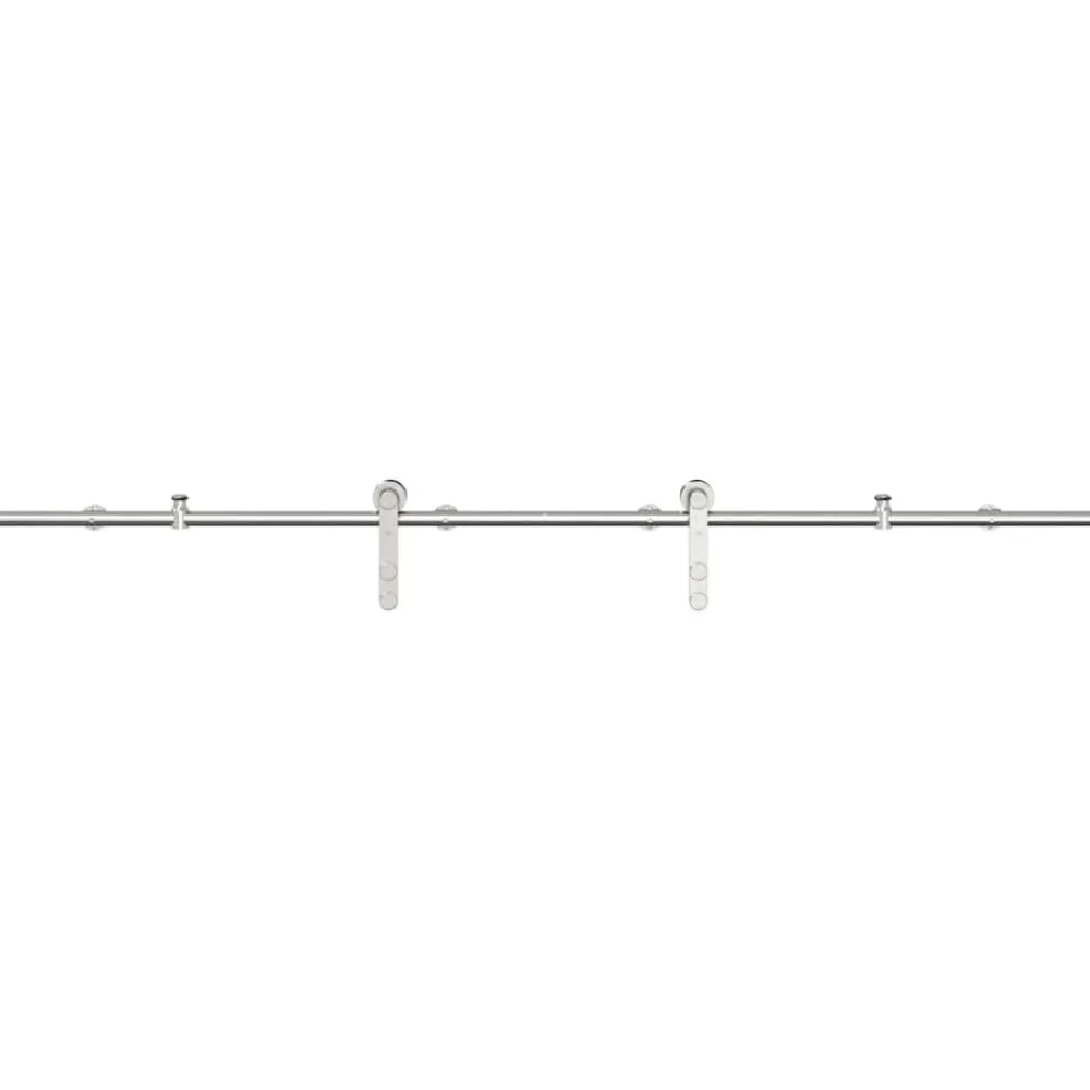 vidaXL Kit de herrajes para puerta corredera 183 cm acero plateado Discount