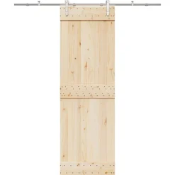 vidaXL Kit de herrajes para puerta corredera 183 cm acero plateado Discount