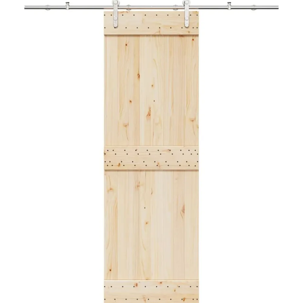 vidaXL Kit de herrajes para puerta corredera 183 cm acero plateado Discount