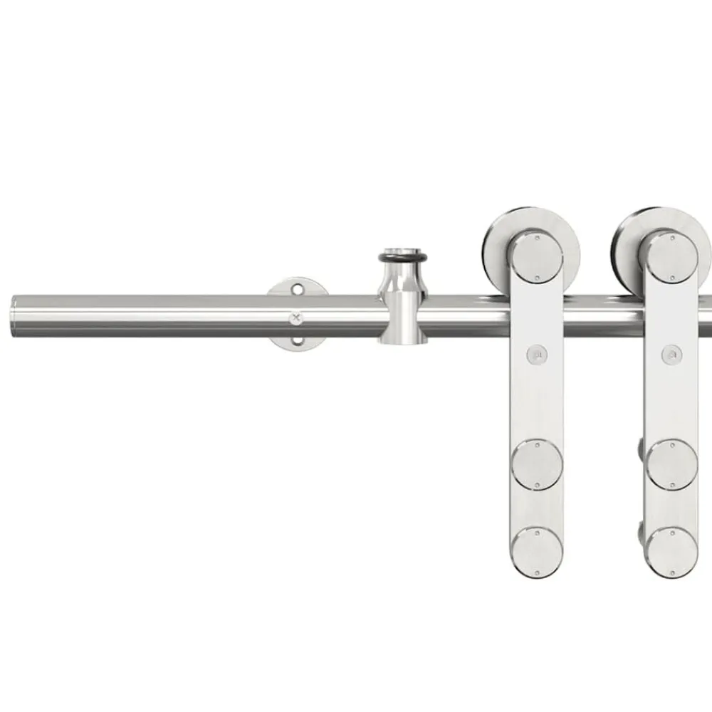 vidaXL Kit de herrajes para puerta corredera 183 cm acero plateado Discount