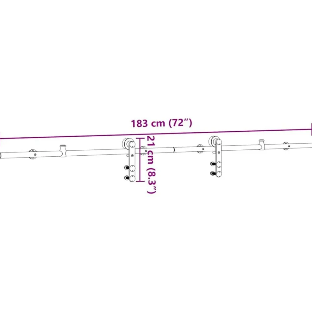 vidaXL Kit de herrajes para puerta corredera 183 cm acero plateado Discount