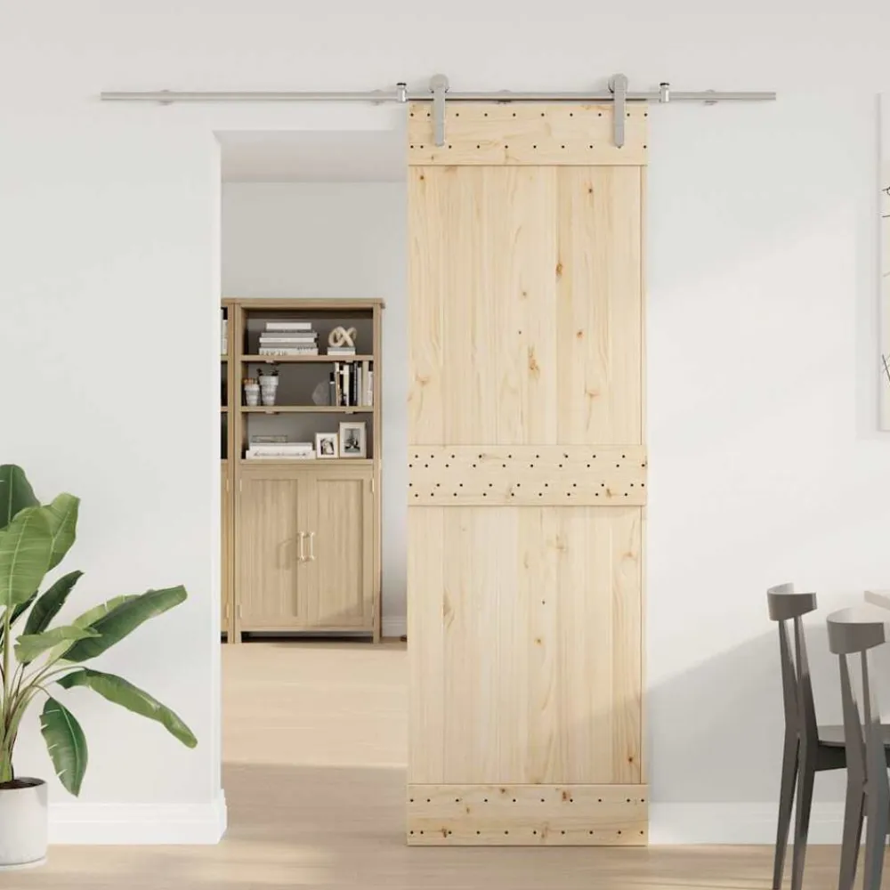vidaXL Kit de herrajes para puerta corredera 183 cm acero plateado Discount