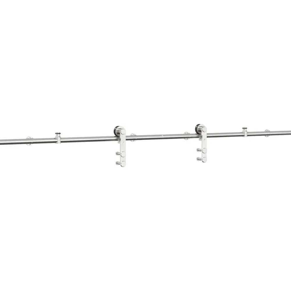 vidaXL Kit de herrajes para puerta corredera 183 cm acero plateado Discount