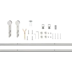 vidaXL Kit de herrajes para puerta corredera 183 cm acero plateado Discount