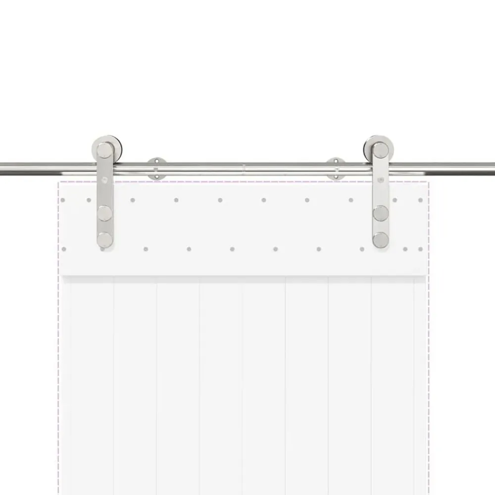 vidaXL Kit de herrajes para puerta corredera 183 cm acero plateado Discount