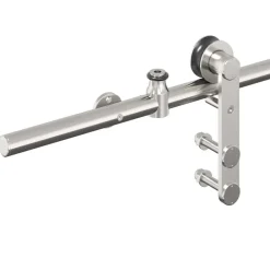 vidaXL Kit de herrajes para puerta corredera 183 cm acero plateado Discount