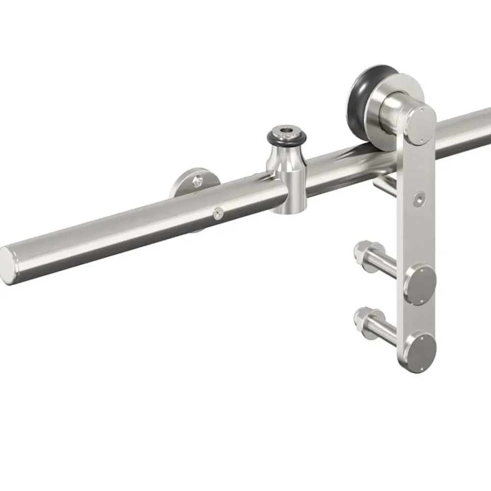 vidaXL Kit de herrajes para puerta corredera 183 cm acero plateado Discount