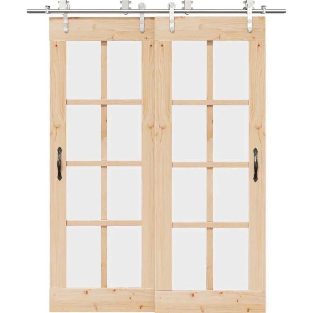 vidaXL Materiales De Construcción-Kit de herrajes para puerta corredera 183 cm acero plateado