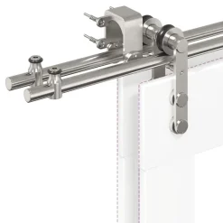 vidaXL Materiales De Construcción-Kit de herrajes para puerta corredera 183 cm acero plateado
