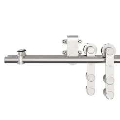 vidaXL Materiales De Construcción-Kit de herrajes para puerta corredera 183 cm acero plateado
