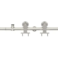 vidaXL Materiales De Construcción-Kit de herrajes para puerta corredera 183 cm acero plateado