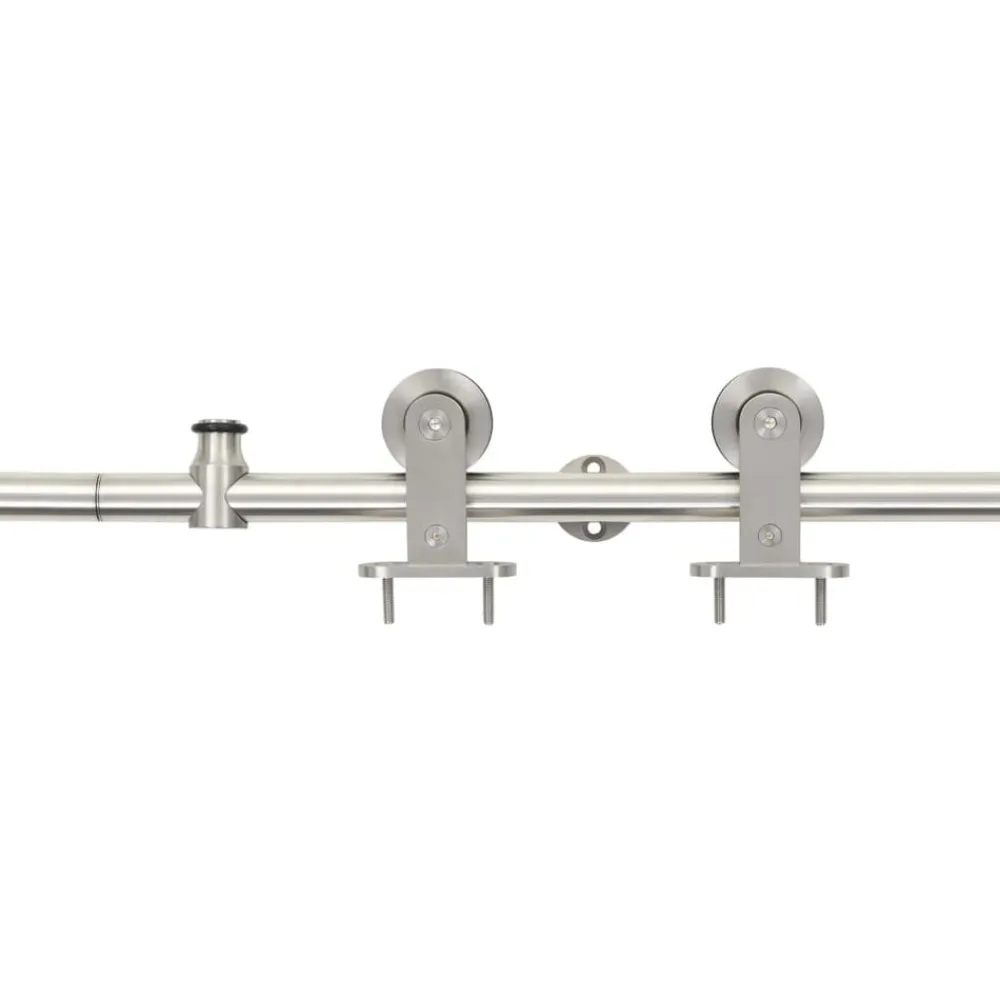 vidaXL Materiales De Construcción-Kit de herrajes para puerta corredera 183 cm acero plateado