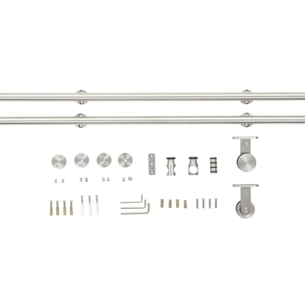 vidaXL Materiales De Construcción-Kit de herrajes para puerta corredera 183 cm acero plateado
