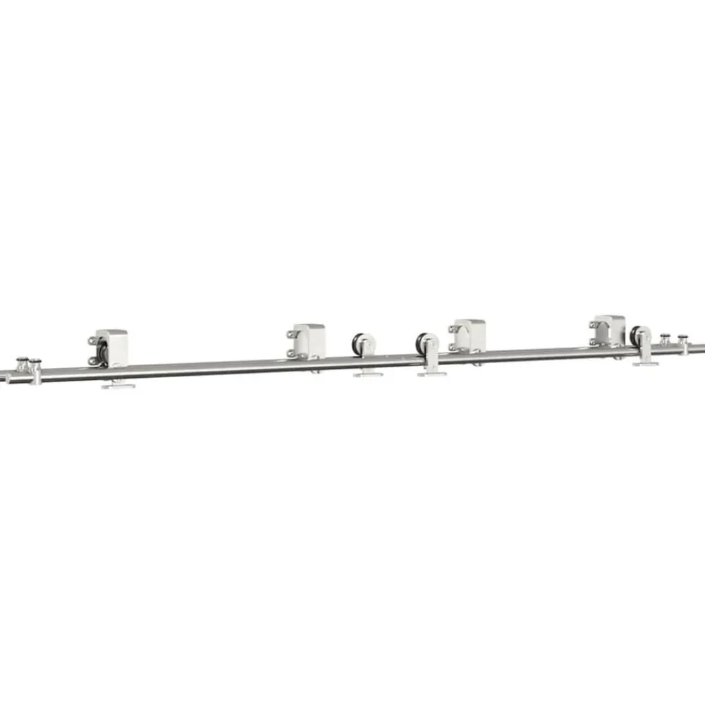 vidaXL Materiales De Construcción-Kit de herrajes para puerta corredera 200 cm acero plateado