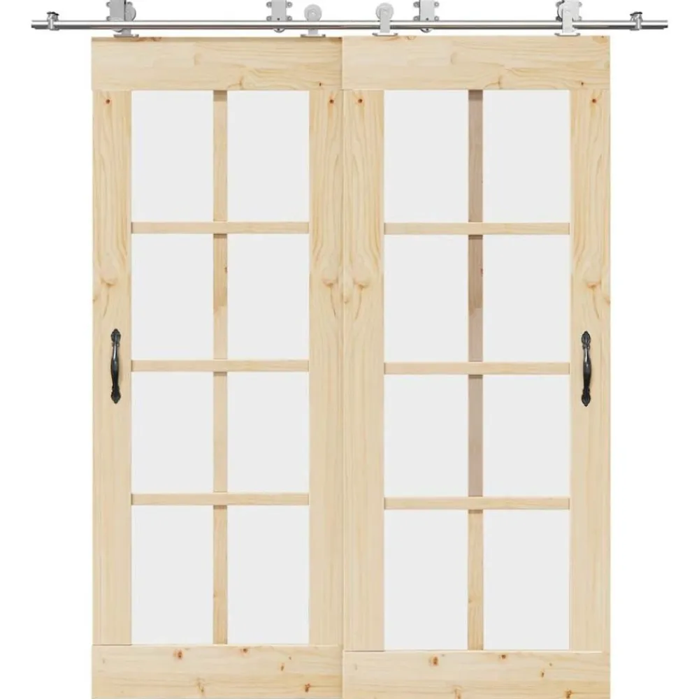 vidaXL Materiales De Construcción-Kit de herrajes para puerta corredera 200 cm acero plateado