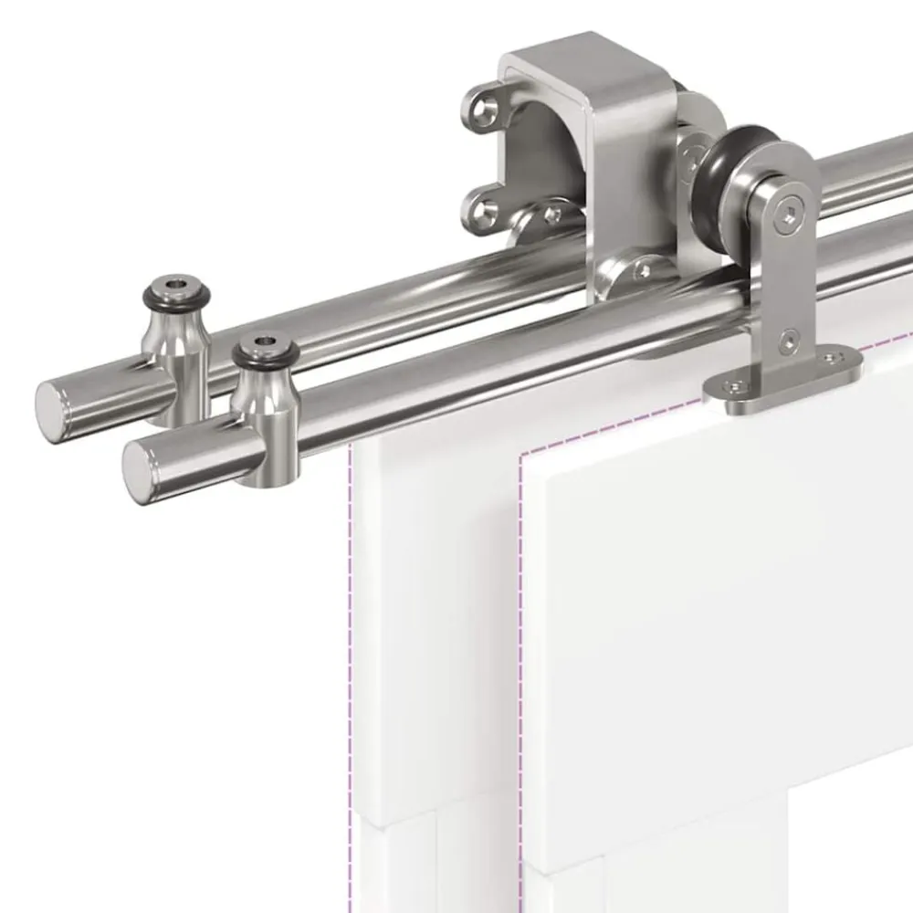 vidaXL Materiales De Construcción-Kit de herrajes para puerta corredera 200 cm acero plateado