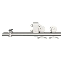 vidaXL Materiales De Construcción-Kit de herrajes para puerta corredera 200 cm acero plateado