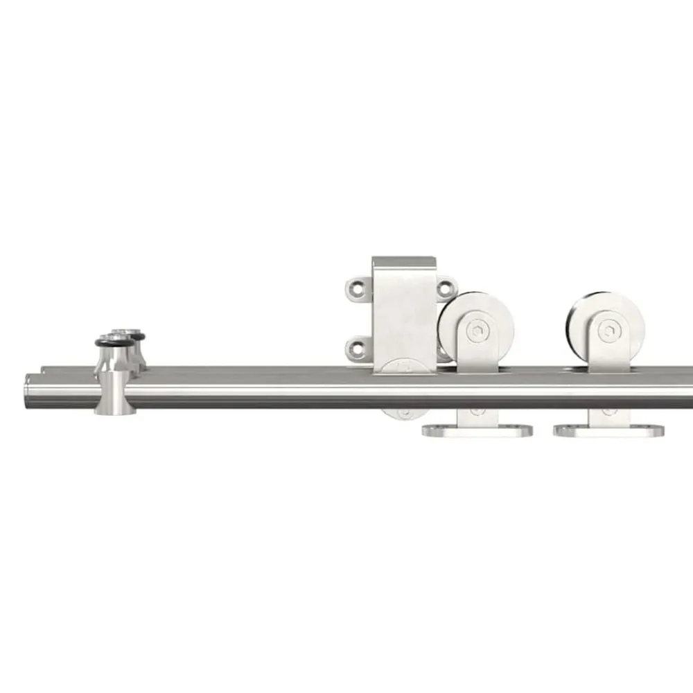 vidaXL Materiales De Construcción-Kit de herrajes para puerta corredera 200 cm acero plateado