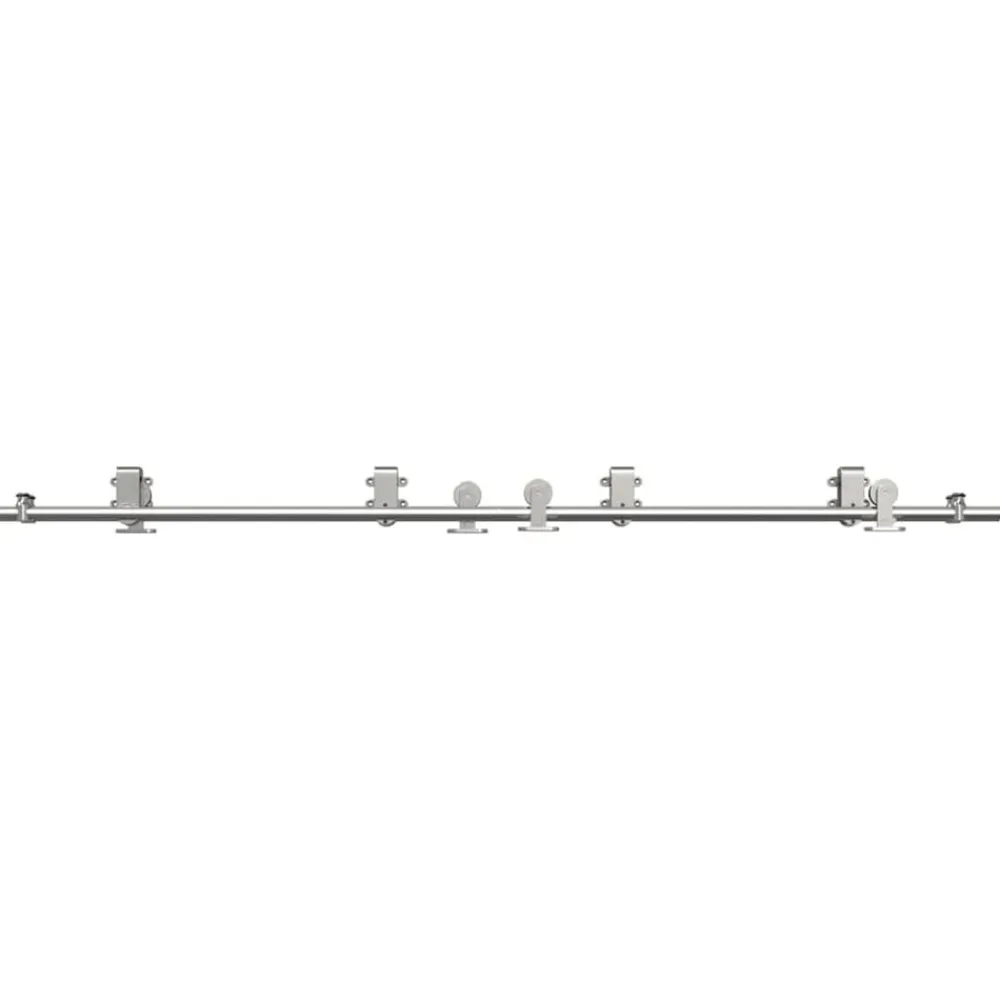 vidaXL Materiales De Construcción-Kit de herrajes para puerta corredera 200 cm acero plateado