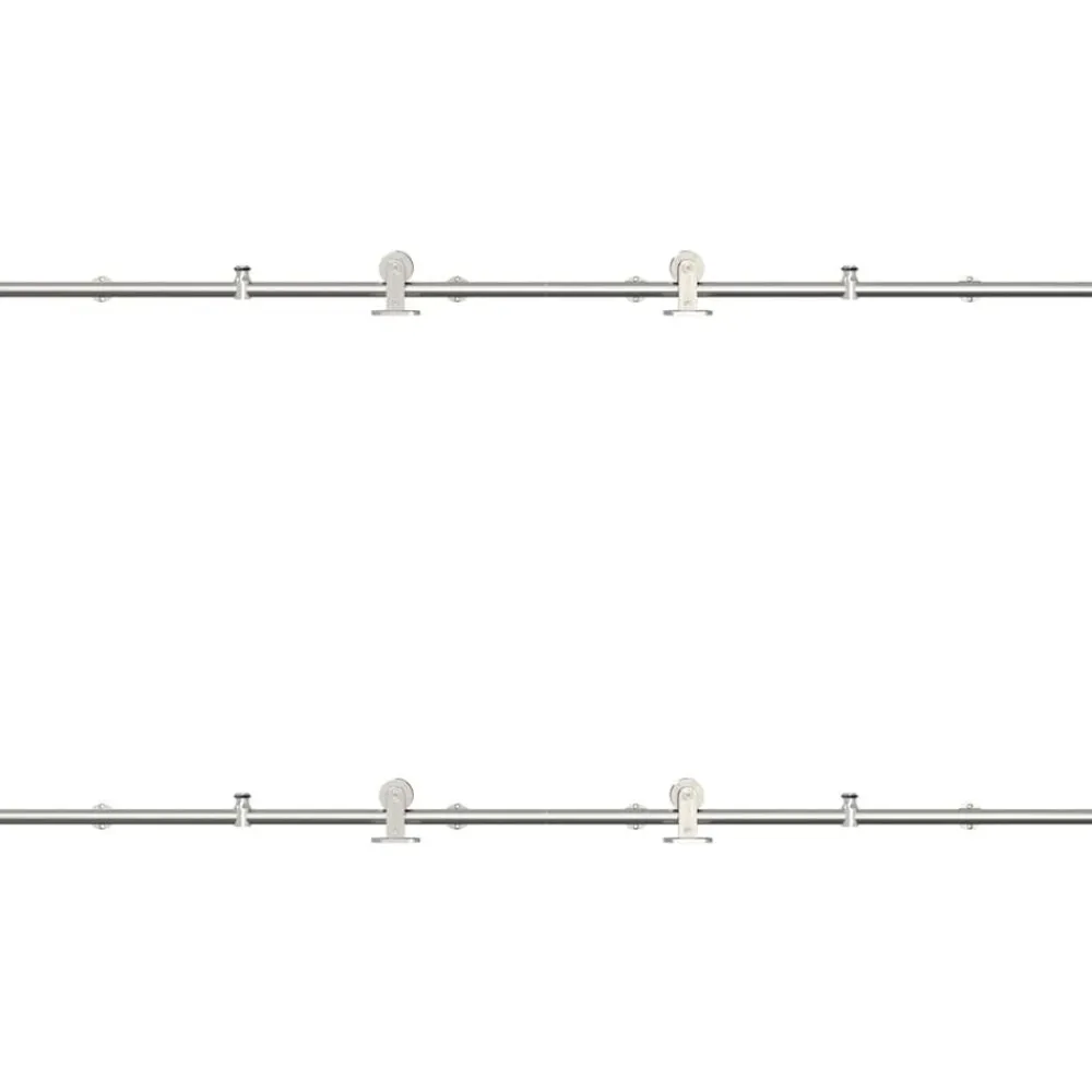 vidaXL Materiales De Construcción-Kit de herrajes para puerta corredera 200 cm acero plateado