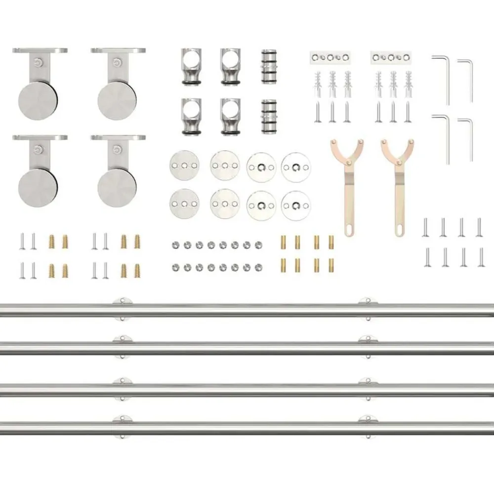 vidaXL Materiales De Construcción-Kit de herrajes para puerta corredera 200 cm acero plateado