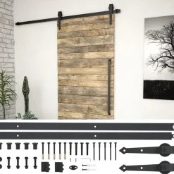 vidaXL Materiales De Construcción-Kit de herrajes para puertas correderas acero 183 cm