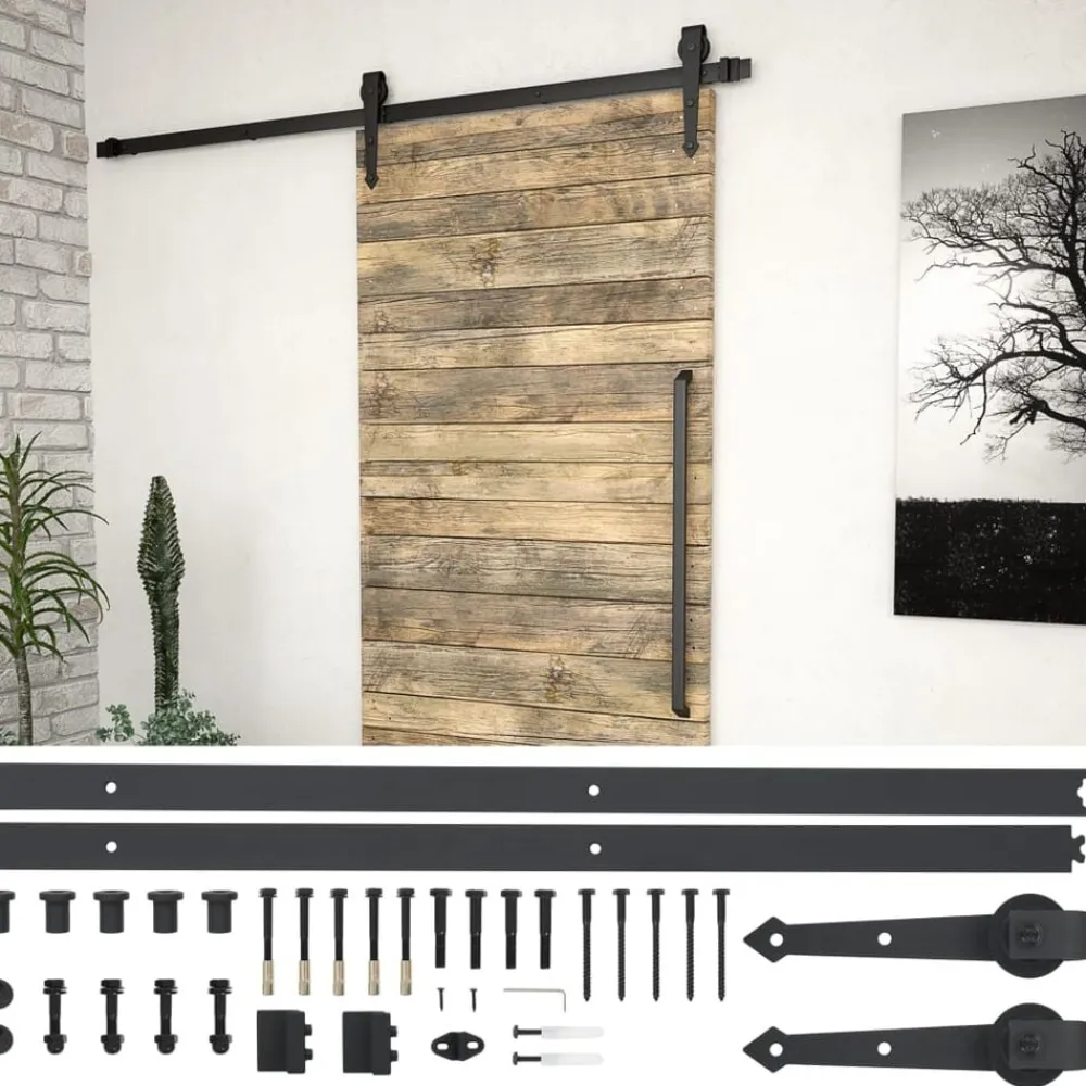 vidaXL Materiales De Construcción-Kit de herrajes para puertas correderas acero 183 cm