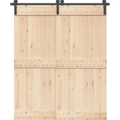 vidaXL Kit de herrajes para puertas correderas acero negro 183 cm Discount