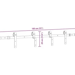 vidaXL Kit de herrajes para puertas correderas acero negro 183 cm Discount