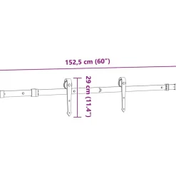 vidaXL Materiales De Construcción-Kit de herrajes para puertas correderas acero negro 152,5 cm