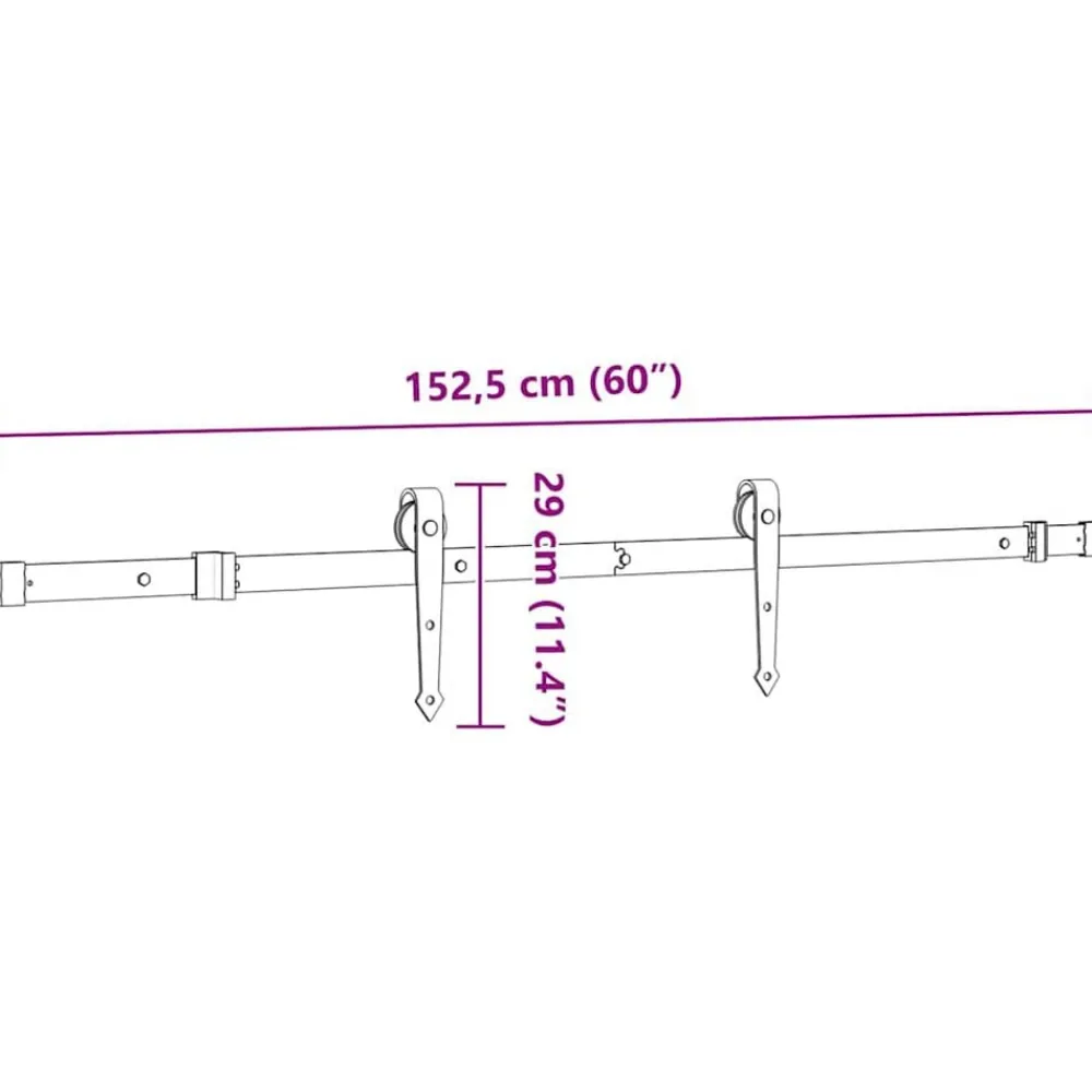 vidaXL Materiales De Construcción-Kit de herrajes para puertas correderas acero negro 152,5 cm
