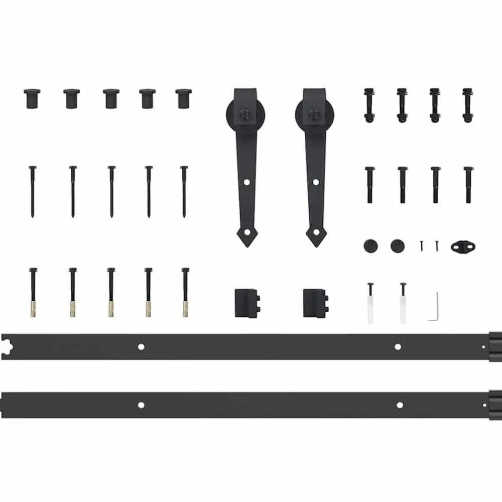 vidaXL Materiales De Construcción-Kit de herrajes para puertas correderas acero negro 152,5 cm