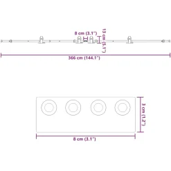 vidaXL Kit de herrajes para puertas correderas acero negro 366 cm Discount
