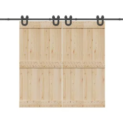 vidaXL Materiales De Construcción-Kit de herrajes para puertas correderas acero negro 366 cm