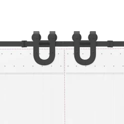 vidaXL Materiales De Construcción-Kit de herrajes para puertas correderas acero negro 366 cm