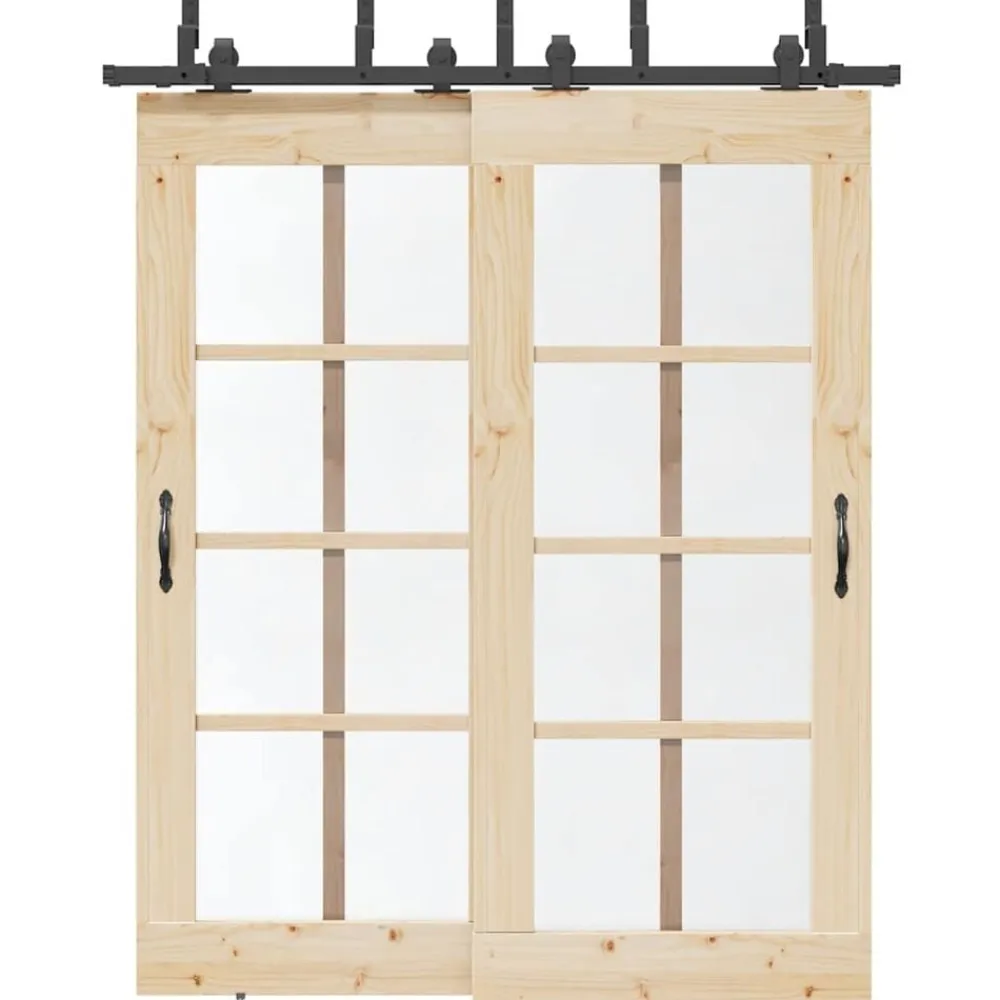 vidaXL Materiales De Construcción-Kit de herrajes para puertas correderas acero negro 183 cm