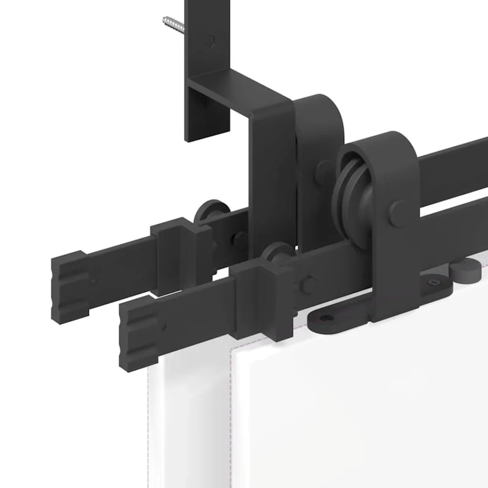 vidaXL Materiales De Construcción-Kit de herrajes para puertas correderas acero negro 183 cm