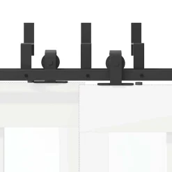 vidaXL Materiales De Construcción-Kit de herrajes para puertas correderas acero negro 183 cm